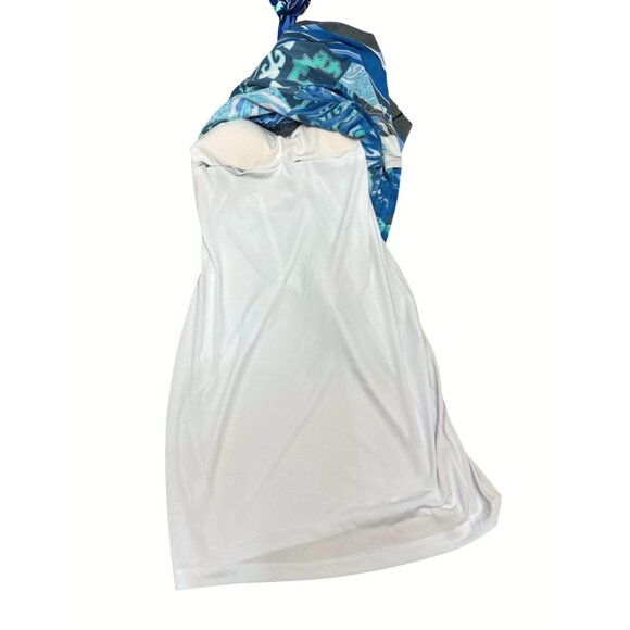 Cache Halter Dress Size 8 Blue Floral Print Polyester Spandex - Picture 7 of 11